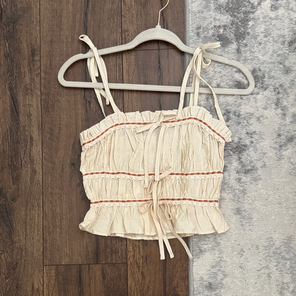 Cream Ruffled Women's Top